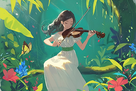 迷幻梦境中的小提琴女神图片