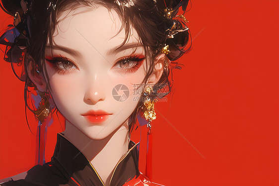 唐风少女插画图片