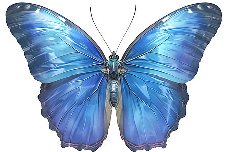 蓝色蝴蝶的美丽插画图片
