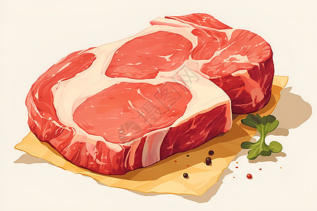 新鲜的生肉插画图片