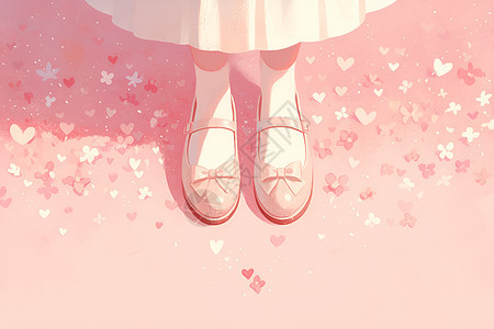 少女的粉色裙子和鞋子图片
