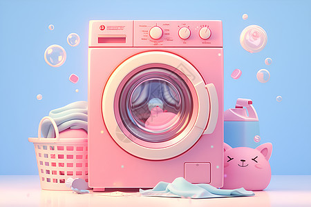 粉色的洗衣机图片