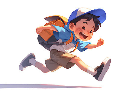 快乐奔跑的男孩插画图片