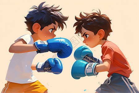 两个小男孩的拳击赛图片