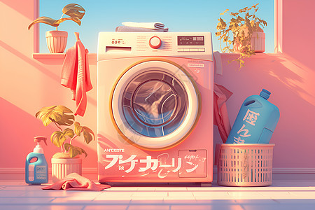 现代可爱的卡通洗衣机图片