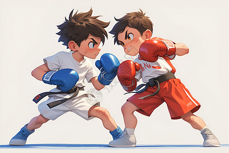 两个男孩在拳击比赛中图片