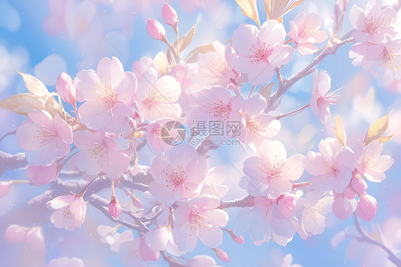 樱花树上粉色的花朵图片