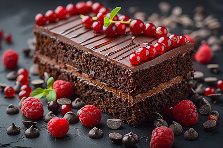 浆果点缀的巧克力蛋糕图片