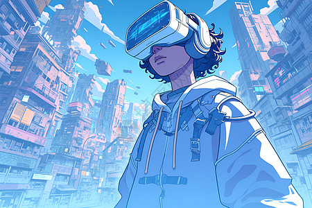 未来世界里的虚拟现实挑战者图片