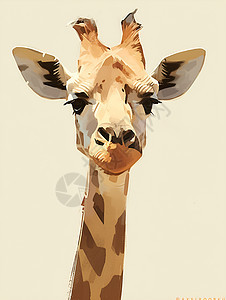 长颈鹿鹿头画作图片