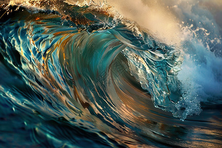 巨浪冲破海水图片