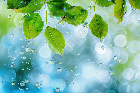 绿叶上挂着水滴图片