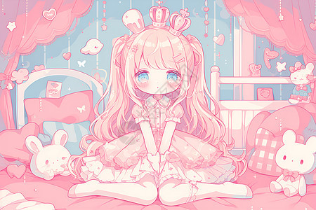 卧室里的粉色小公主图片