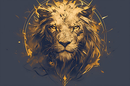 威猛的狮子插画图片