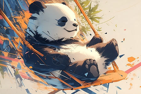 秋千上的动物熊猫图片