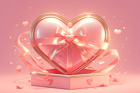 粉红爱心礼盒图片