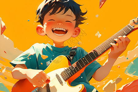 快乐的吉他少年图片