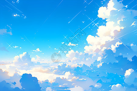 湛蓝天空里的白云图片