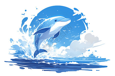 海洋中翻腾的海豚图片