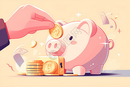 硬币和小猪储存罐图片