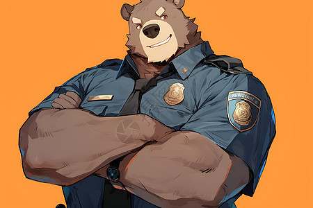 可爱胖熊警察图片