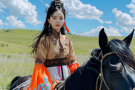 优雅的蒙古女孩图片