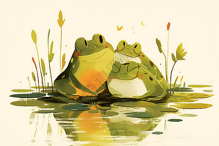 绿色蛙儿插画图片