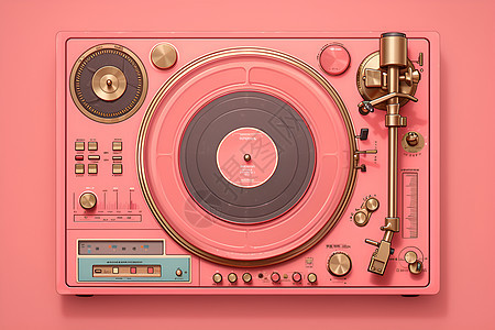 粉色时尚唱片机图片
