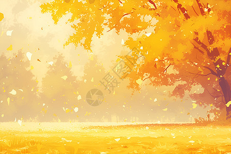 秋日的金黄树叶图片