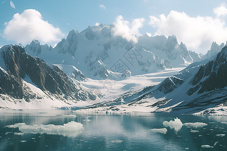 冰雪下的湖面图片