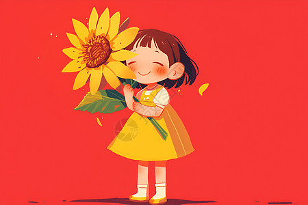 阳光少女与向日葵图片