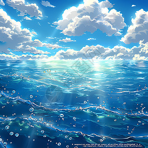 蓝天白云下的海底世界图片