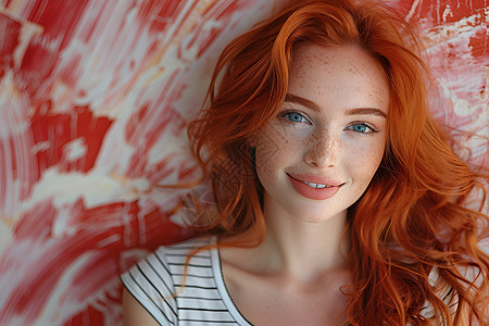红发女子的自拍照图片