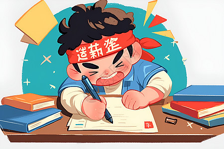 勤奋学习的男孩图片