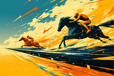 马背上的骑手插画图片