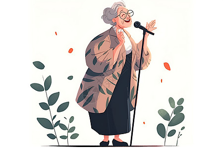 唱歌的老年人插画图片