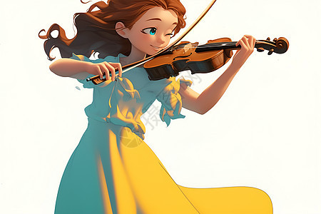 小女孩弹奏小提琴图片