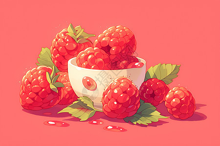 粉红色的树莓盛宴图片