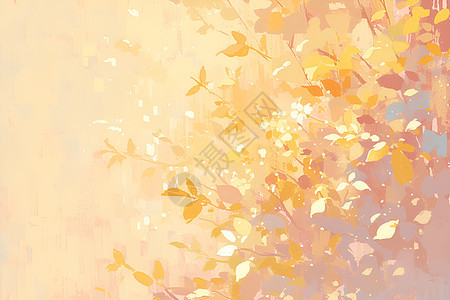 金色阳光下的树叶图片
