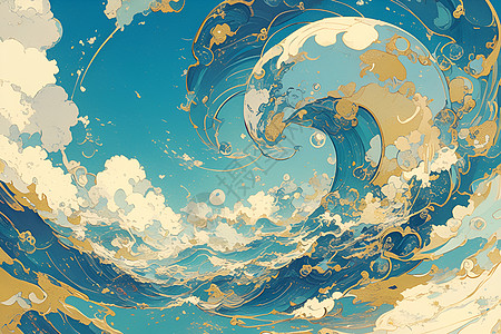 海洋波浪上的云彩图片