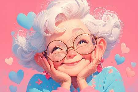 微笑的祖母插画图片