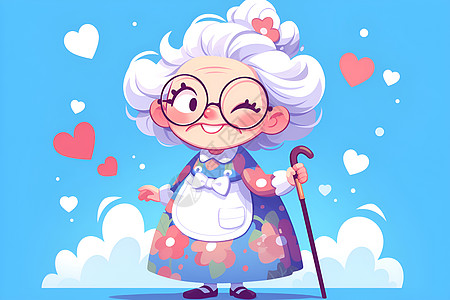 可爱的老奶奶插图图片