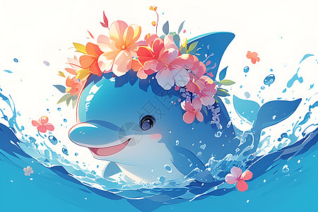花冠海豚在海洋里游弋图片