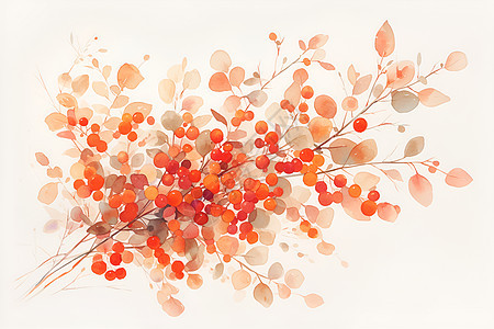 红色浆果插画图片