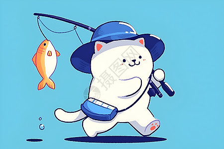 渔猫戴蓝帽图片