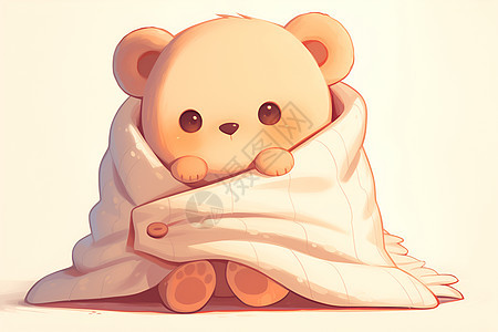 可爱白熊裹着毯子图片