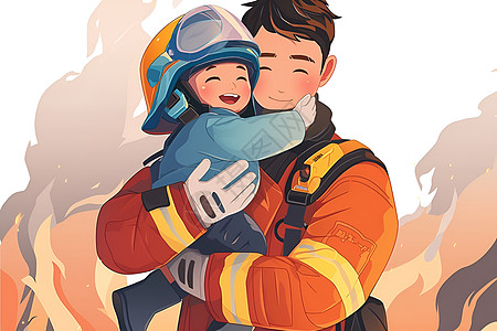 消防员救护儿童图片