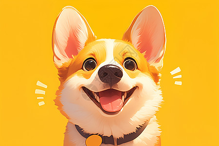 幸福狗狗戴着金质项圈图片