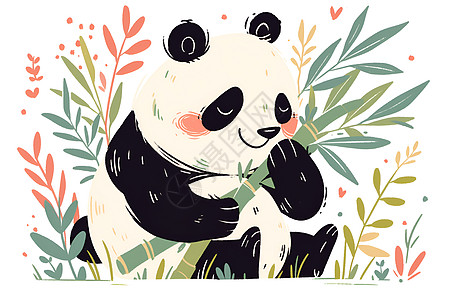 熊猫乐享竹子图片