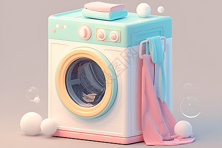 粉蓝相间的洗衣机图片